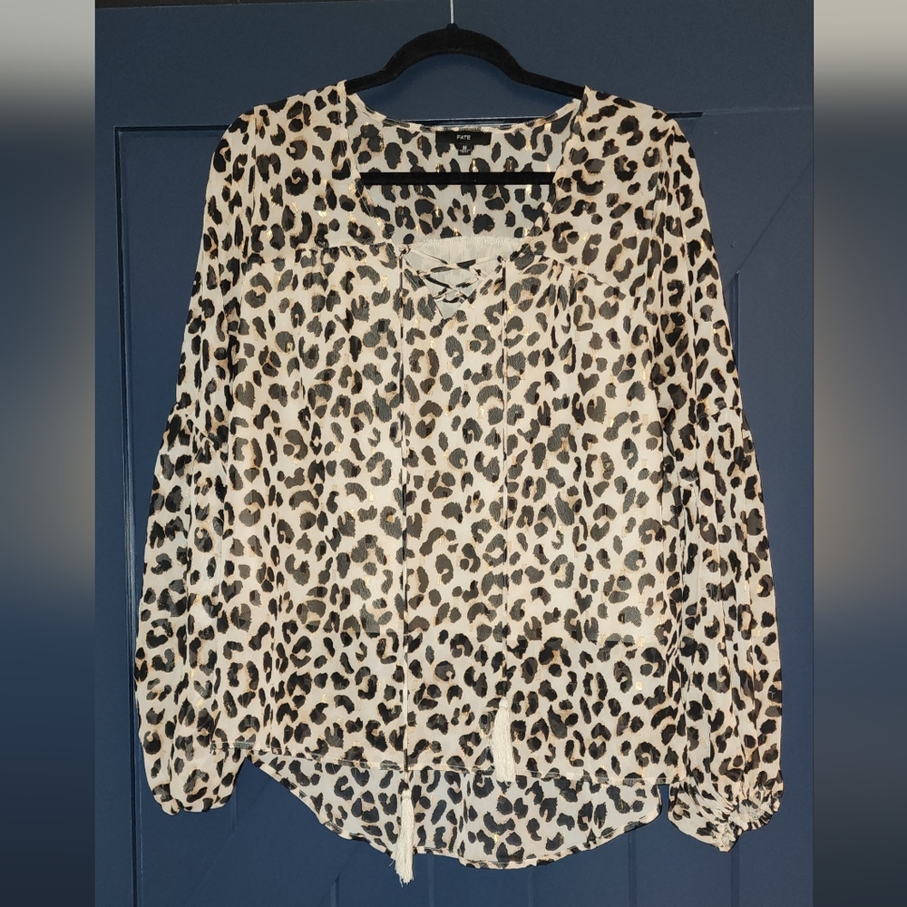 Fate Cheetah Print Lined Blouse Size Medium NWOT - Picture 1 of 7